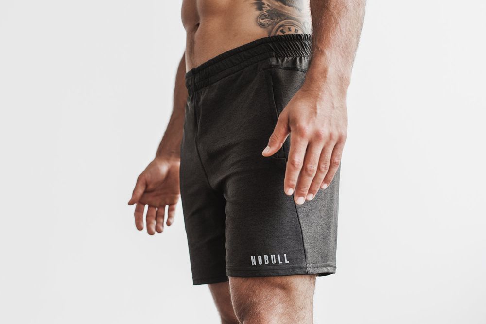 NOBULL Men's Lightweight Knit 7" Shorts - Black Heather - Ireland (4857ENKPT)